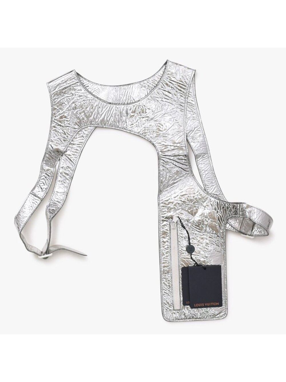 Louis Vuitton Vest Midlayer Asymmetric Leather Top Silver